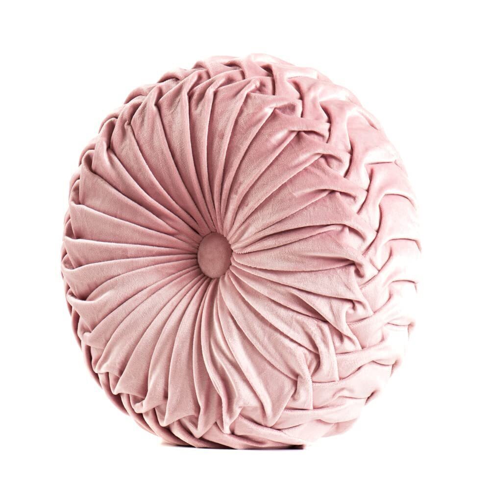 8404 Velvet Throw Pillow - Round, Pleated, Filled - Home Decorative Pillow